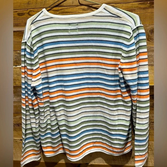 Vintage Vuarnet France orange white blue stripe sweater USM warm layering rare - Picture 3 of 4